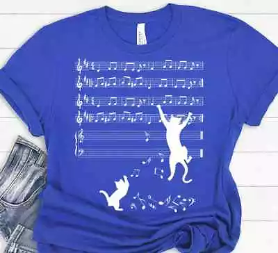 Cat And Note Funny Music Lover Audiophile Band Gift T-shirt • $26.99