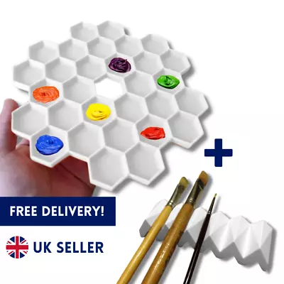 Hexagon Paint Palette Pallet And Rest Colour Mixing Plastic 30 Well Art Craft UK • £12.99