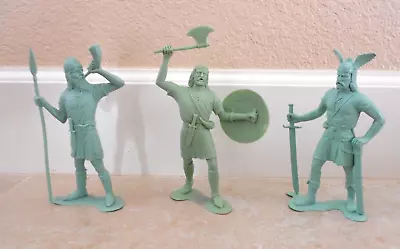 Vintage 1960's Louis Marx 6 Inch Vikings Mint Green Plastic Toy Figures X 3 • $69.95