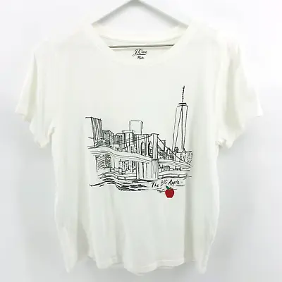 J. Crew Knit Goods Womens L White Big Apple NYC Crew Neck Knit T-shirt • $14.96