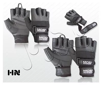 £5.99 • Buy Padded Weight Lifting Leather Gloves Fitness Training Gym Double Wrist Straps 
