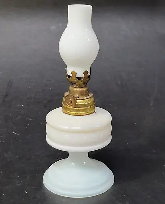 BANNER Improved Antique Miniature Oil Light NIGHT LAMP Milk Glass Shade Chimney • $28.99
