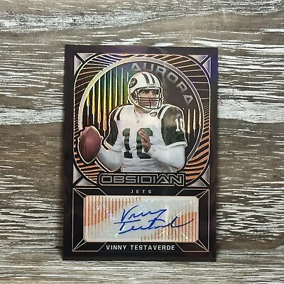 2021 Obsidian Vinny Testaverde Orange Electric Etch Auto Autograph #/75 🔥 JETS • $10