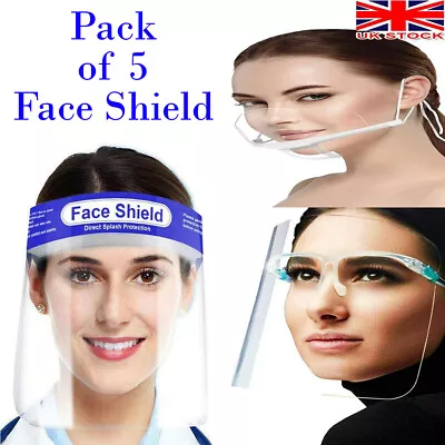 Reusable Clear Mask Plastic Half Face Cover Anti-saliva Protective Face Shield • £5.49