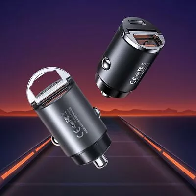 USB C PD 30W Dual Port With Flush Fit Pull Ring Fast Charging Car Charger • $22.52