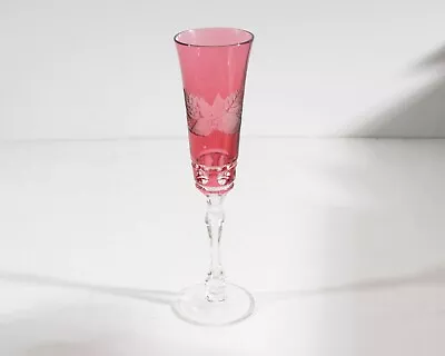 Mottahedeh By Varga Raspberry “Tobacco Leaf“ Champagne Flute Stemware • $150