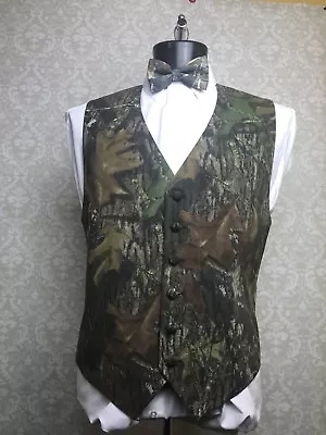 Mossy Oak Camo Full Back Tuxedo Vest W/ Bow Tie By Santana  Small - 3XL • $45