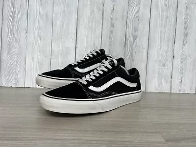 Vans Old Skool Trainers Size 10 Black White Low Casual Sneakers Shoes Suede Men • £26.99