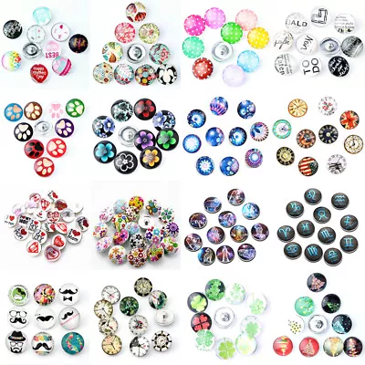 Glass Chunk Charm Mixed 10pcs/Lot 18mm Snap Buttons Fit Snaps Jewellery DIY • $1.99