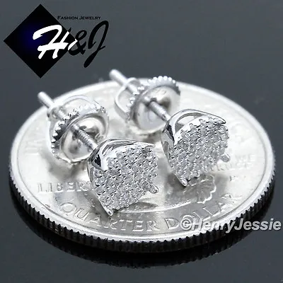 Men Women 925 Sterling Silver Icy Bling Cz 6mm Round Screw Back Stud Earring*e66 • $21.99