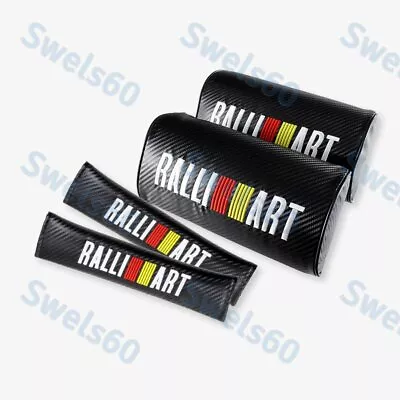 For RALLIART Car Seat Neck Rest Pillow & 2pcs Car Seat Belt Cover Set For EVO X2 • $50.18