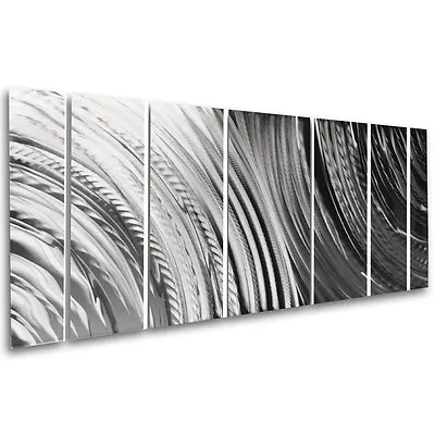 Silver Wall Art Panels Large Metal Wall Decor Modern Abstract Contemporary Home • $165