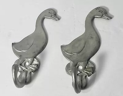 TWO Matching VTG Fine Pewter 4  Duck Goose Wall Hooks Seagull Pewter Co. Canada • $22.95