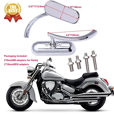 Chrome Motorcycle Mini Oval Mirrors For Suzuki Boulevard C50 C90 C109R S50 S40 • $39.35