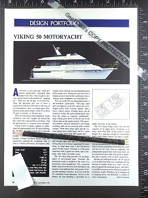 1989 1 Page FEATURE On Viking 50 Motor Yacht Boat • $12.50