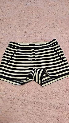 J.CREW Women's Black White Cotton Striped Elastic High Waist Knit Shorts Size 4 • $13