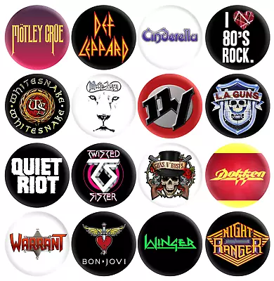 80's Hair Band 80's Metal 80's Rock Band Music Pinback Buttons Retro Pins 1  New • $9.99