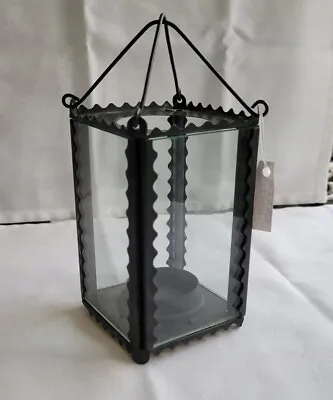 Mini Lantern Tea Light Candle Holder Centerpiece Shower Wedding Black Metal 3.25 • $8.70