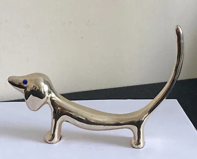 Dachshund Sausage Dog Ornament Ring-holder Silver Tone Cute Blue Eyes • $14.92