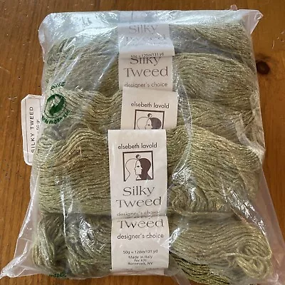 NEW Lot Of 10 Elsebeth Lavold Silky Tweed Yarn 40% Silk Color 12 Green • $85