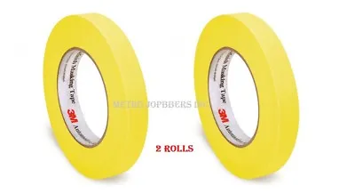 2 Rolls 3M 06652 3/4 Inch Autobody Yellow Automotive Masking Tape 6652 • $12.50