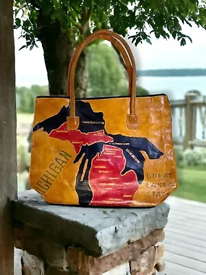 MICHIGAN GREAT LAKES STATE Leather Bag Handbag Purse • $16.99