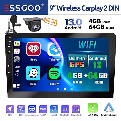 9  Android 13 Car Stereo CarPlay Double 2 DIN GPS Navi Head Unit 4G+64G +AHD&MIC • $134.99