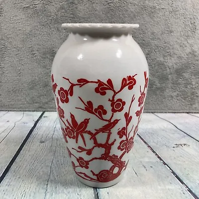 £69.54 • Buy Vintage Anchor Hocking Red Birds On Milk Glass Hoover Vase Decorative - 9  Tall