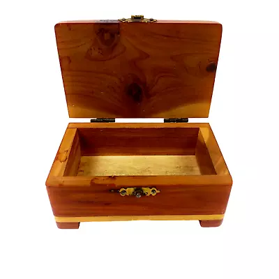 Vintage Small Cedar Chest Trinket Jewelry Box W Latch And Feet MCM • $10.99