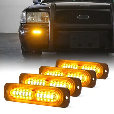 4x Amber 12 LED Hideaway Led Strobe Light Emergency Hazard Warning For Car Truck • $25.99