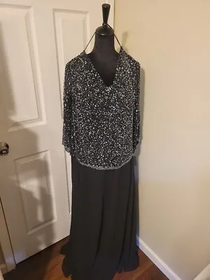 J Kara Black Gun Mercury Beaded Dress Size 20w • $38.50