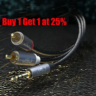 3.5mm Jack To 2 X RCA Twin Phono Audio Cable Aux Stereo Mini Jack Y Lead 1M-5M • £4.62