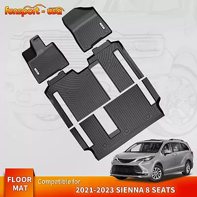 3D Heavy Duty All-Weather TPE Floor Mats Set For 2021-2023 Toyota Sienna 8 Seat • $115.99