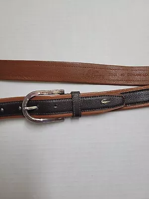 Men's Lacoste Brown Leather Belt Alligator Size 40 (damaged) • $12.90