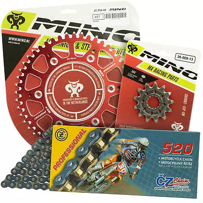 Honda CRF450R 2002 - 2022 Mino 14T/51T MX CZ Chain & Red Alloy Sprocket Kit • $189.95