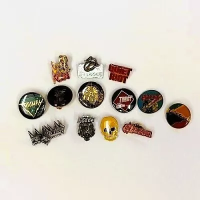 Vintage Buttons And Pins - Rock And Metal - Lot Of 13 In Great Condition  • $40