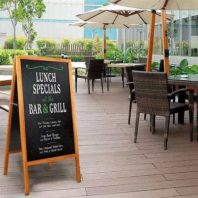 £38.99 • Buy Double Sided Wooden A-Frame Freestanding Writing Blackboard Sidewalk Chalkboard