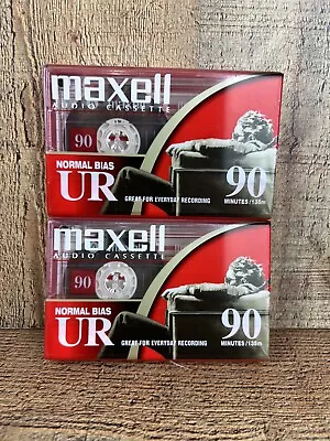 Lot Of 2 NEW  Maxell UR90  Blank Cassettes Couch  Red Packaging  Free Shipping • $8.97