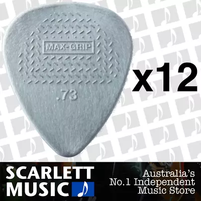 $7.99 • Buy 12 X Jim Dunlop Max Grip Nylon 0.73mm .73 Gauge Grey Guitar Picks *TWELVE PICKS*