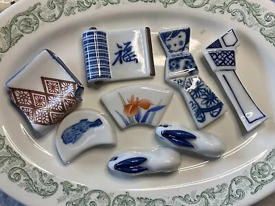 Set Of 8 Various Vintage Porcelain Chopstick Rests   *Willie • $8.99