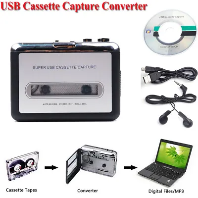 USB Cassette Capture To IPod MP3 CD File Converter Audio Music Player Recorder • $23.61