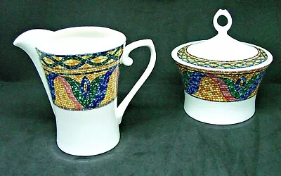 Mikasa Sao Paulo Creamer And Sugar Set Dishes Colorful Mosaic Pattern • $30.97