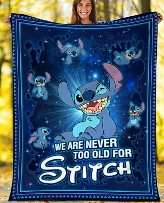 $75.99 • Buy We Are Never Too Old For Stitch Lilo So Cute Cartton Gifts Love Fleece Blanket