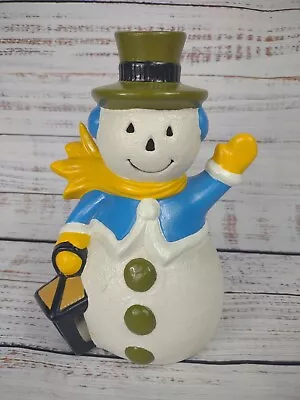 Vintage Ceramic Mold Snowman Waving W Lantern Light Up Christmas 9  Tall Painted • $29.99