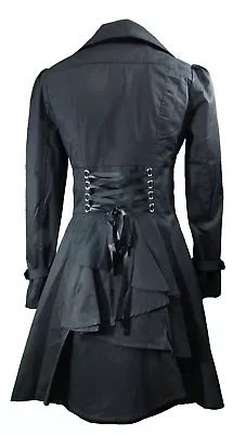 £53.32 • Buy Size 24 Or 26 - Black - NEW Gothic Victorian Corset Trench Steampunk Jacket