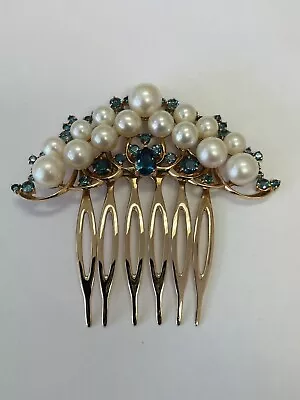 Vintage 14k Solid Rose Gold Pearl Bridal Hair Comb ~ Extremely Rare!  • $4995