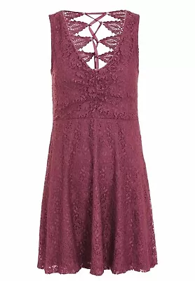 Topshop PETITE Skater Dress Lace Up - Purple - Sz US 0 UK 4 Y2K Minimalist Style • $19.99