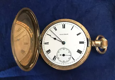 1902 Vtg MENS’ WALTHAM Large Gold-Filled HUNTER CASE POCKET WATCH•No Mono•Runs! • $95