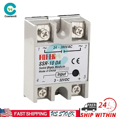 24V-380V 10A 250V SSR-10 DA Solid State Relay Module 3-32V DC To AC • $8.54