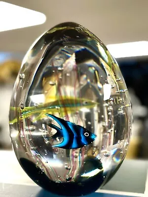 Beautiful Large Heavy Elio Raffaelli  Murano Art Glass Aquarium Signed • $525